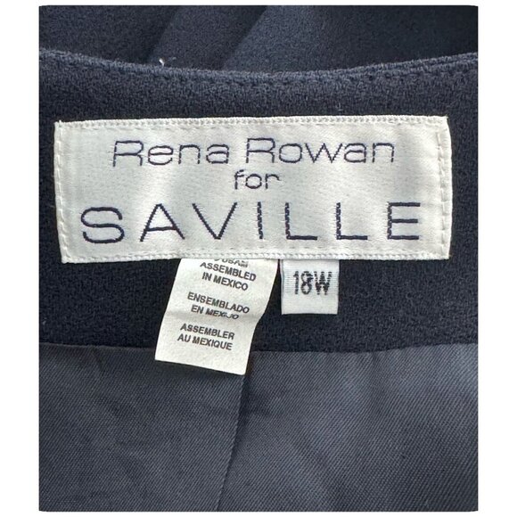 Rena Rowan for SAVILLE Navy Blue Double Breasted Blazer Jacket Y2K Womens SZ 18W - Picture 2 of 6